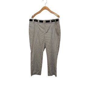 New INC Womens Striped Cropped Pants Size 12 Black/White Cotton Blend